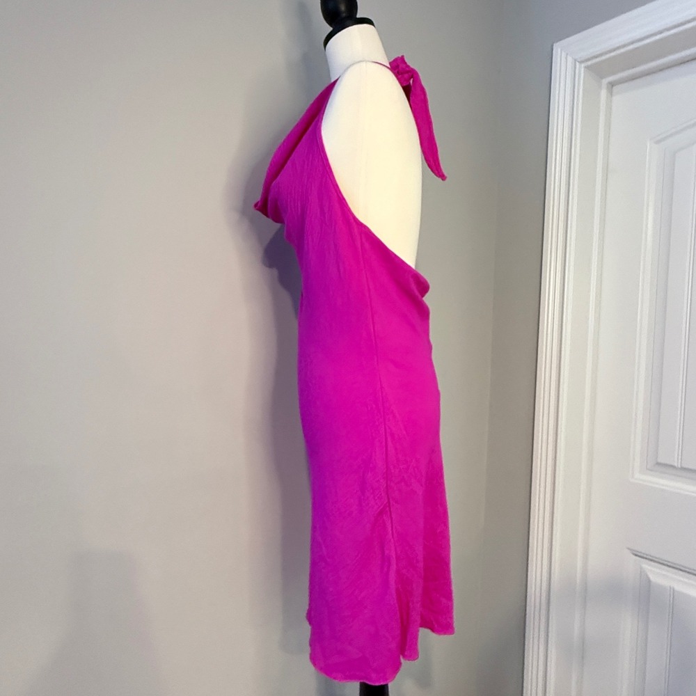 See You Monday Los Angeles Dress Womens L Pink Halter Cowl Neck Sleeveless Party - Picture 6 of 9